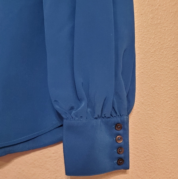 Boden Blouson Sleeve Silk Shirt- cyan - Picture 6 of 12